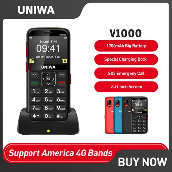 UNIWA V1000 Mare Butonul de 4G Caracteristică Telefon Mobil 2.31 inch FM 0.3 MP aparat de Fotografiat rusă, ebraică, engleză Tastatură telefon Mobil