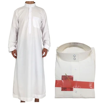 Rochie musulman pentru Barbati Liber Casual cu Maneci Lungi Echipa Orientul Mijlociu Arabia Arabe Caftan Islamic Alb Abaya Haine Dubai Robe Cadou
