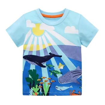 Sărituri de Metri New Sosire Mare Aniamls Imprimare Băieți și Fete tricouri de Bumbac pentru Copii Teuri de Vară pentru Copii Fete Casual Copilul Topuri