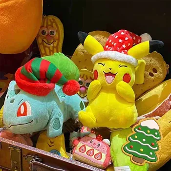 20-25CM TAKARA TOMY Pokemon Bulbasaur Jucărie de Pluș Cu Moș crăciun Pălărie Pikachu Papusa Pentru Copii Cadouri de Crăciun pentru Adulți