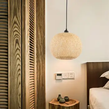 Mare Stil Japonez Bambus Pandantiv Abajur Hotel Bar Camera De Ceai, Lemn De Înlocuire A Agățat Candelabru Lumina Cover Set De Lămpi Cu Led-Uri