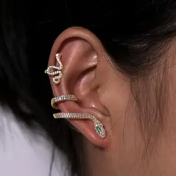 Placat cu Aur de 18K Șarpe Cercei Ear Cuff Clip pe Cercei Siliver Declarație Cercel Cercei Moda pentru Femei Cercei Bijuterii