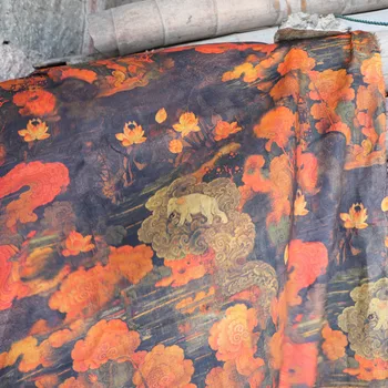 Dunhuang de Înaltă Calitate Natural Pur 100% Ramie Pânză Imprimate Tesatura Pentru Rochii Halat de Vară Subțire DIY Cusut Manual Aliexpres