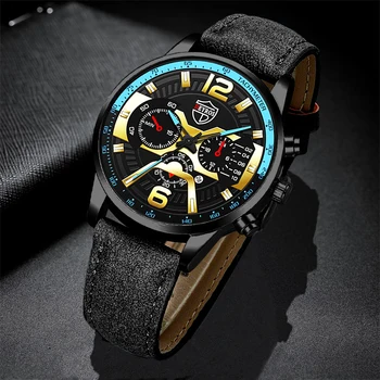 Mens de Moda Ceasuri de Oameni de Afaceri din Piele Cuarț Ceas de mână de Om Calendar Ceas Mans Casual luminos ceas relogio masculino