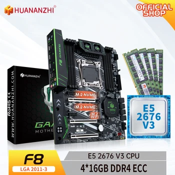 HUANANZHI F8 LGA 2011-3 Placa de baza cu procesor Intel XEON E5 2676 V3 cu 4*16G DDR4 RECC memorie kit combo set SATA 3.0 USB 3.0