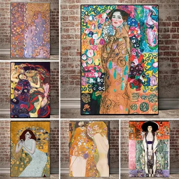 rezumat femei Celebre Tablou De Gustav Klimt Clasic Panza Pictura de Postere și de Imprimare Arta de Perete de Imagine pentru Camera Decor de Perete