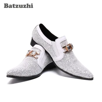 Batzuzhi a Subliniat Toe Clipi Pantofi de Mireasa Albi Barbati Barbati de Moda Rochie de Pantofi din Piele Pantofi Oxford pentru Barbati, de Mari Dimensiuni UE38-46