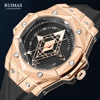 RUIMAS Sport Barbati Ceasuri de Moda de Lux a Crescut de Aur Cuarț Ceas pentru Bărbați Curea din Silicon Impermeabil Ceasuri Relogio Reloj