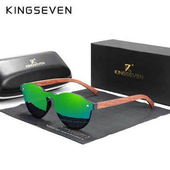 LOGO-ul personalizat 2022 din Lemn Natural ochelari de Soare KINGSEVEN Bubinga Bărbați Ochelari Polarizati din Lemn de Moda Ochelari de Soare Original