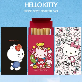 Ins Stilul Kawaii Sanrio Hello Kitty Din Aliaj De Aluminiu Tabachera Figura Anime Portabil De Țigară De Depozitare Cutie De Cadou De Crăciun