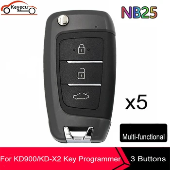 KEYECU 5 Buc/ Lot, KEYDIY NB Serie NB25 Universal Telecomanda Cheie Auto 3 Buton pentru KD900 KD900+ URG200 KD-X2 Mini KD 5 funcții