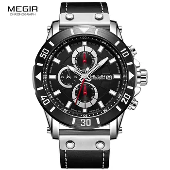 Megir Ceasuri Barbati Top Brand de Lux Reloj Hombre 2018 Retro Militare Cronograf Ceasuri Relogio Masculino Ceas 2081 Negru