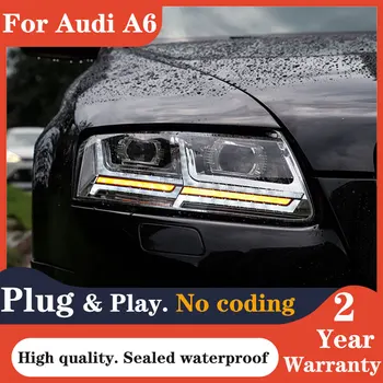 Masina lămpi Pentru Faruri Audi A6 2005-2011 A6 C5 C6 Far cu LED-uri de Semnal Dinamic Animație DRL Bi Xenon, accesorii auto