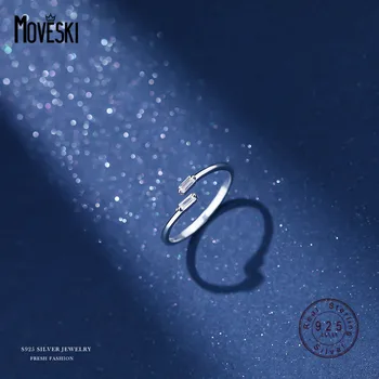 MOVESKI 925 Sterling Silver-coreean Simplu, Versatil Transparent Zircon Inel Deschis Femei de Moda de Nunta de domnisoare de Onoare Bijuterii