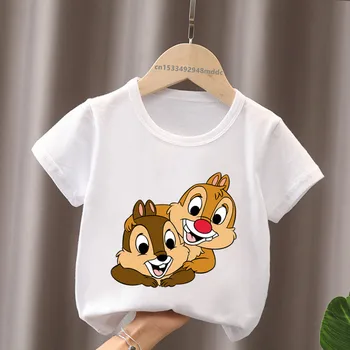 Disney Chip si Dale Veveriță Imprimare Fete pentru Copii Haine Baieti T shirt de Desene animate Drăguț pentru Copii T-Shirt Vara Maneca Scurta Copii Topuri