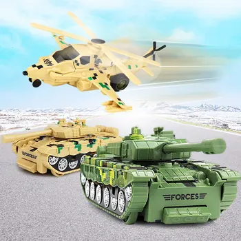 Deformarea Copii Mașini de Jucărie One-Click Coliziune Transforma Robot Elicopter Militar Înarmat Rezervor Vehicul Blindat Masina Jucării pentru Băiat