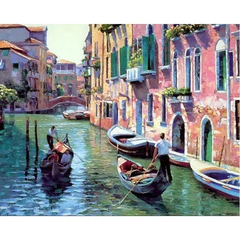 Veneția Picturi în Ulei De Numărul Canvas Wall Art Piff Kituri de Mână Painteds Colorat Desen Imagini De Numărul de Decor Acasă DIY Cadou