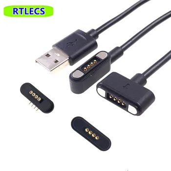 2 Seturi Magnetice Cablu Conector Pogo Pin 4 Pol Adaptor USB 2.2 MM Grilă THT 3A Primăvară Încărcate T Forma Forță Puternică 500G