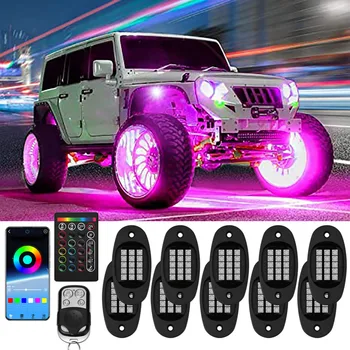 LED-uri RGB Rock Lumini Underglow Masina Neon Kit cu APP/Control de la Distanță Șasiu Decorative Muzica Lămpi pentru Jeep UTV ATV SUV Offroad