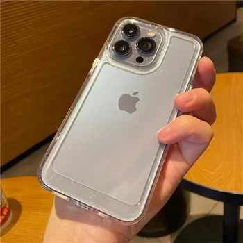 De lux gaură Mare caz de telefon transparent margine dreaptă acoperă pentru iPhone iPhone13 Pro Max 12 11 XS XR Max 7 8 Plus SE2020 cazuri
