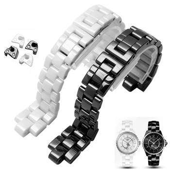 Convex Watchband Ceramice Alb-Negru Ceas Pentru J12 Bratara Benzi 16mm 19mm Curea Solide Speciale Link-uri de Pliere Catarama