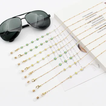 2021 Noua Moda Crizantema Farmec ochelari de Soare Mască de Lanț Boem Non-alunecare de Flori Ochelari Lanț Colier Bijuterii pentru Femei