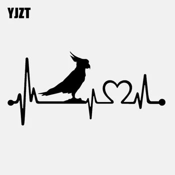 YJZT 14CM*6.5 CM Papagal Cacadu Pasărea Inimii Vinil Negru/Argintiu Autocolant Auto C22-1087