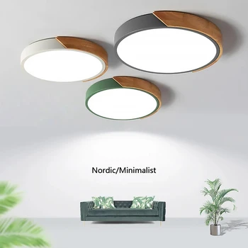 Moderne, CONDUSE de Plafon Lumina Nordic Macaro Lampa de Lemn Acasă Living, Dormitor Studiu Montate pe Suprafață corp de Iluminat de Control de la Distanță