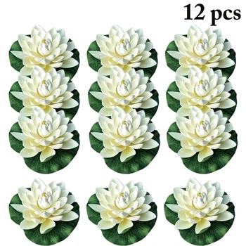 12pcs 18cm Plutitoare Lotus Flori Artificiale Nunta Petrecere Acasă la Grădină Piscină Decoratiuni DIY Crin de Apă Mariage Fals Plante