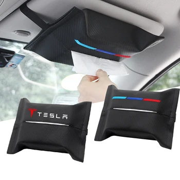 Masina de depozitare cutie de tesut parasolar scaun spatar cotiera fibra de carbon Pentru TESLA Model 3 Y X S Auto Accesorii auto styling