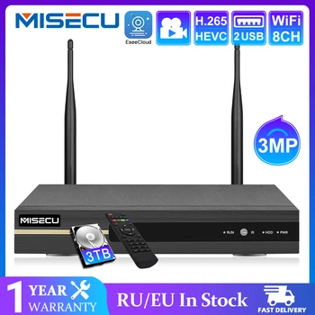 MISECU 8CH H. 265 3MP NVR Wireless Recorder Wifi CCTV aparat de Fotografiat Sistem P2P IP ONVIF Camera HDMI Rețea 3MP Video Recorder NVR
