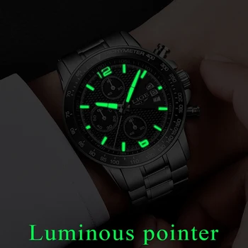 LIGE Barbati Brand de Lux Ceas din Oțel Inoxidabil Militară Sport Cuarț Ceas rezistent la apa rezistent la Socuri de Moda Casual, Business Ceas+Cutie