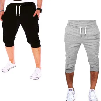 Barbati pantaloni Scurti Bermude Barbati de Vânzare Fierbinte Liber de Vară Genunchi Lungime culoare Solidă pantaloni Scurți Joggeri