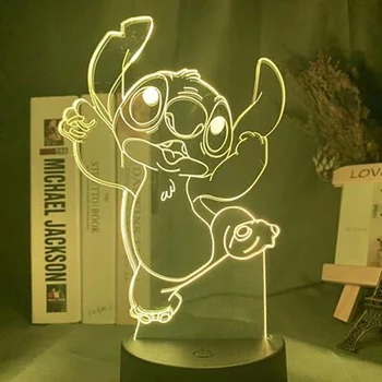 Disney Lilo & Stitch 3d Lumina de Noapte de Desene animate Creative Cadou de Crăciun Drăguț Copil Cusatura Lampă cu LED-uri Annime Cifre Decor Dormitor