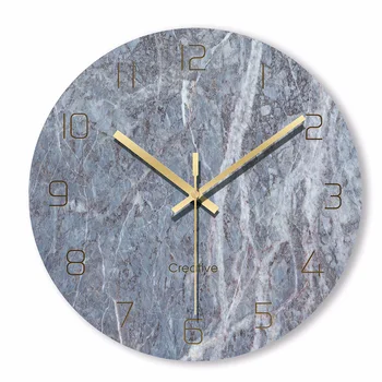 12 INCH Rotund Ceas de Perete Decorativ Simplu Nordic Moderne Marmură, Ceas Ceas de Perete pentru Camera de zi Bucatarie Birou Dormitor