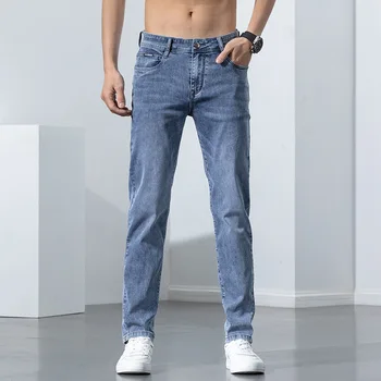 2023 Primăvară Nouă Bărbați Stretch Skinny Jeans Bumbac Pantaloni de Moda Casual Denim Pantaloni Slim coreean Streetwear Blugi pentru Barbati