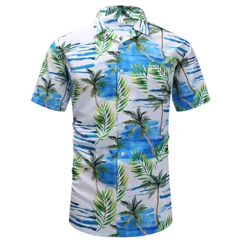 Tricouri Hawaiian Beach Copac Maneca Scurta Beach Surf Topuri Rever Buton de Cămașă Bărbați Respirabil Pierde T-Shirt Vara iute Uscat tees