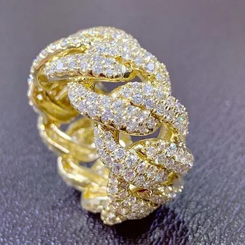 De lux care 14 de Aur Plin Pavat Piața Diamant Promit Dragoste Inele pentru Femei/bărbați de Logodna Bijuterii de Nunta de Vânzare Fierbinte Inele cu Diamante rock